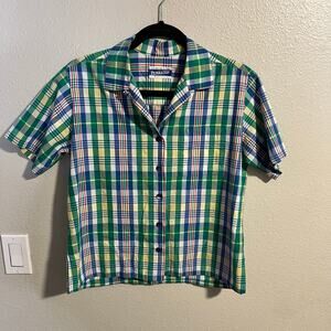 Vintage Pendleton Petite Short Sleeve Button Up Size Large